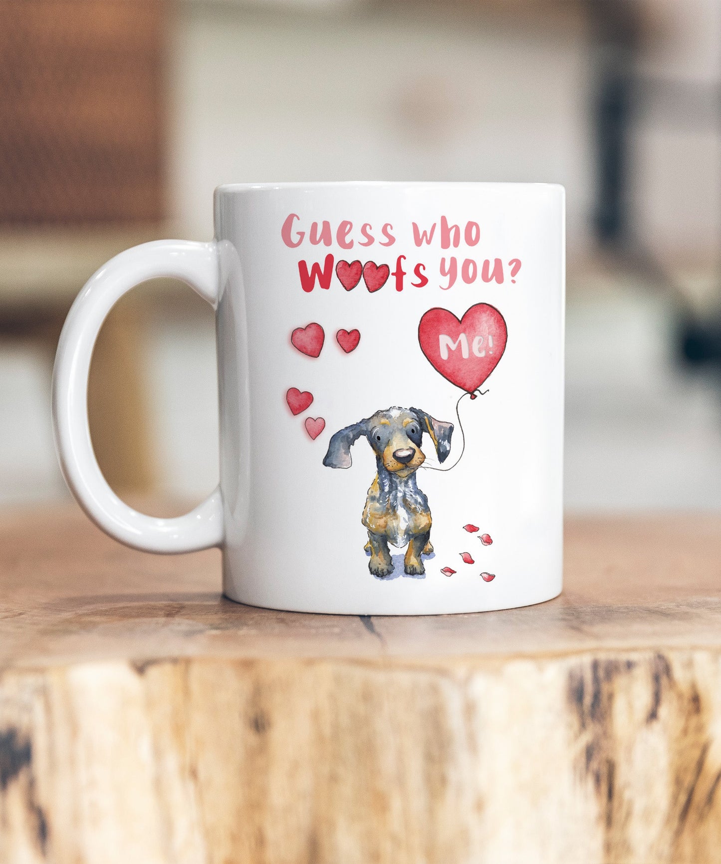 Dachshund Dapple Guess Who Woofs You Ceramic Mug