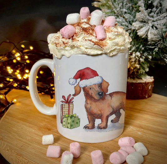 Dachshund Red Christmas Ceramic Mug