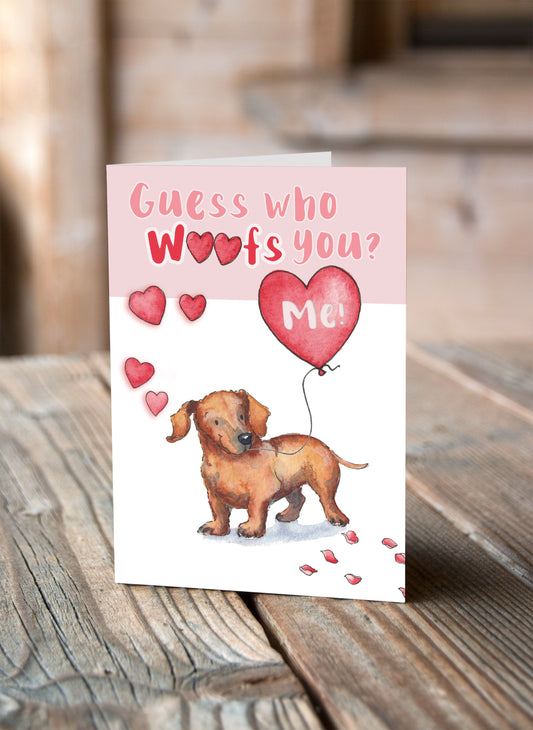 Dachshund Red Valentine's Card