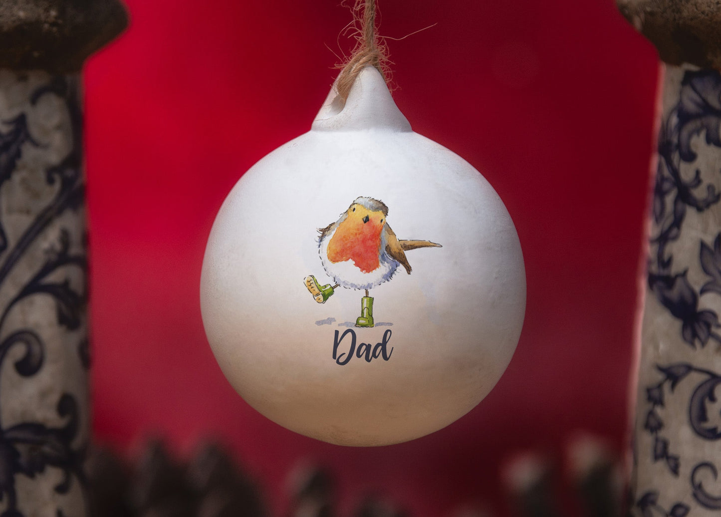 Dad Bobbin Robin Ceramic Bauble