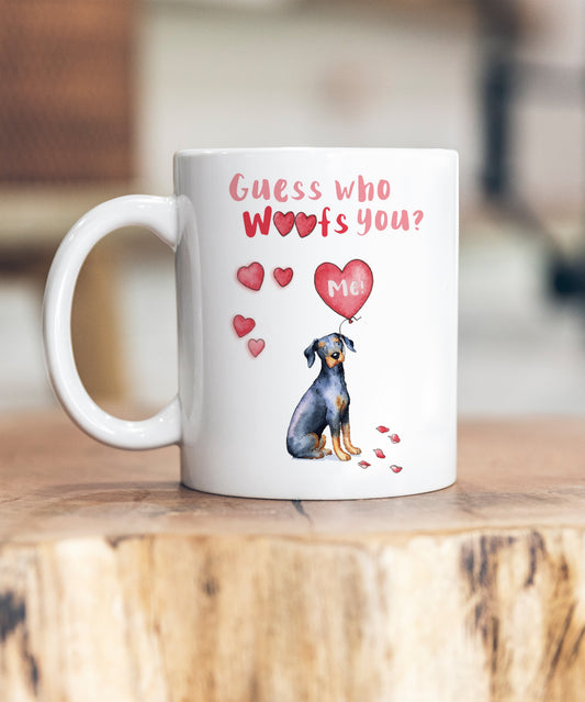 Doberman Guess Who Woofs You Ceramic Mug