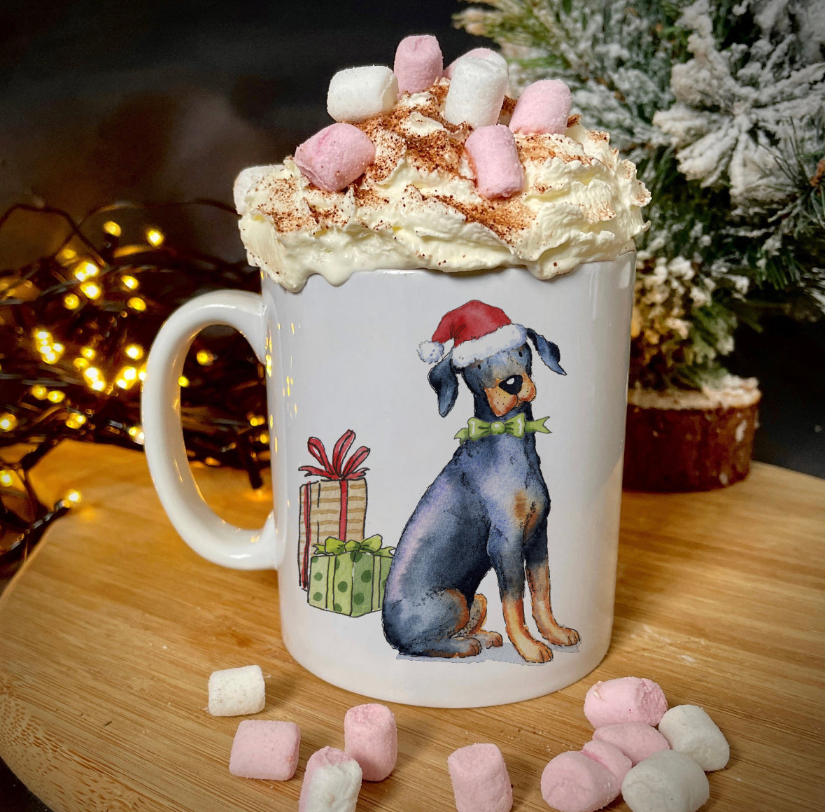 Doberman Christmas Ceramic Mug