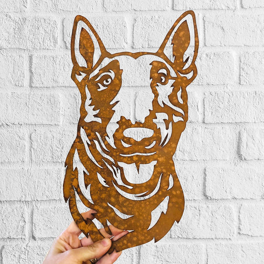 English Bull Terrier - Rustic Rusted Pet Garden Sculpture - Solid Steel