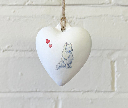 Eskie Ceramic Heart Bauble