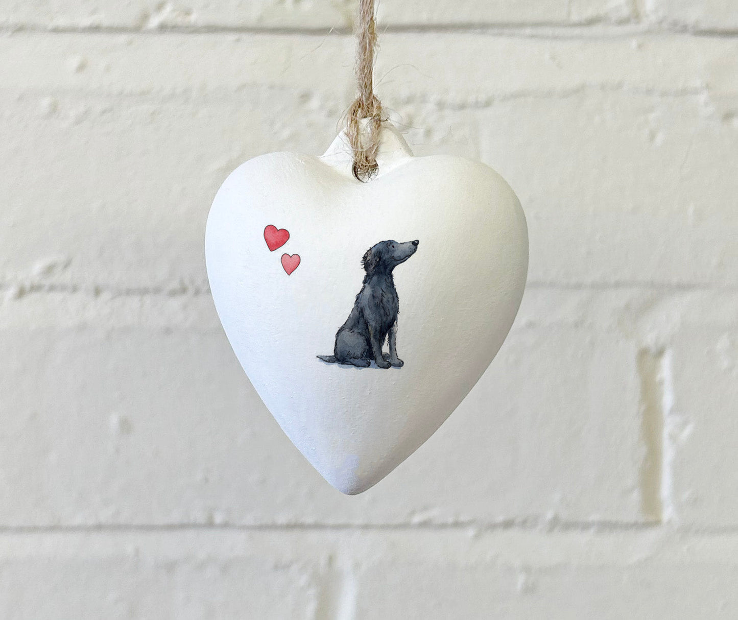 Flat Coated Retriever Ceramic Heart Bauble