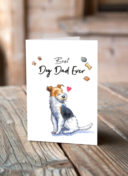 Best Dog Dad Fox Terrier Greeting Card