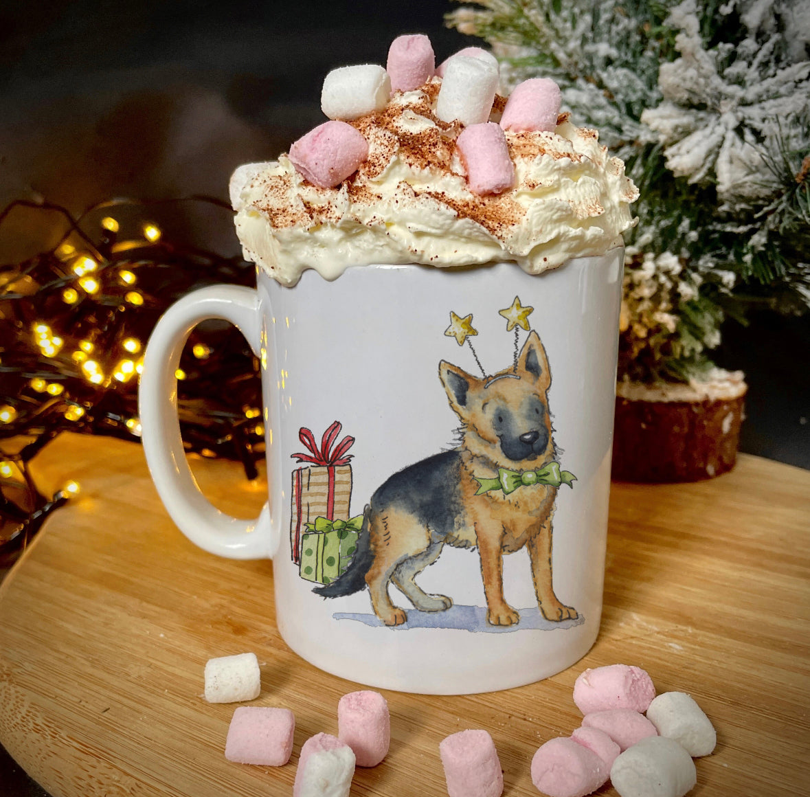 German Shepherd Christmas Ceramic Mug