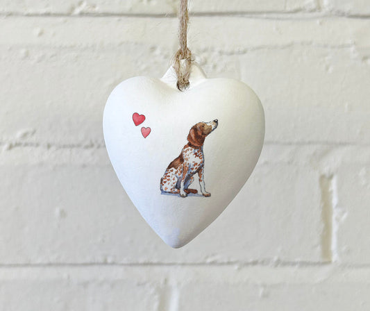 German Shorthaired Pointer Ceramic Heart Bauble