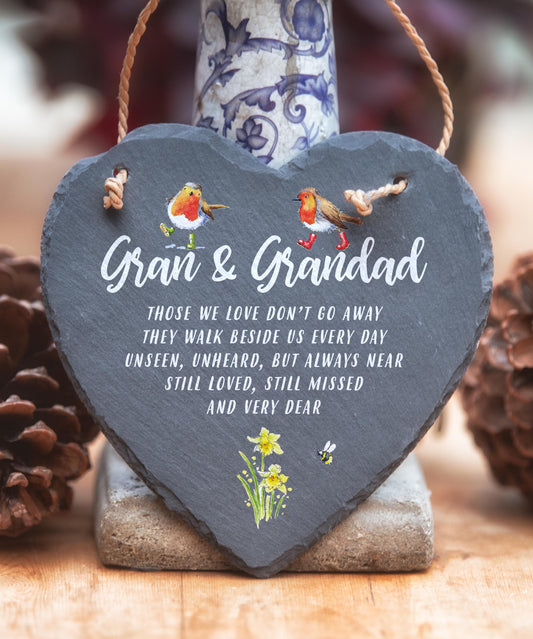 Gran & Grandad Slate Heart
