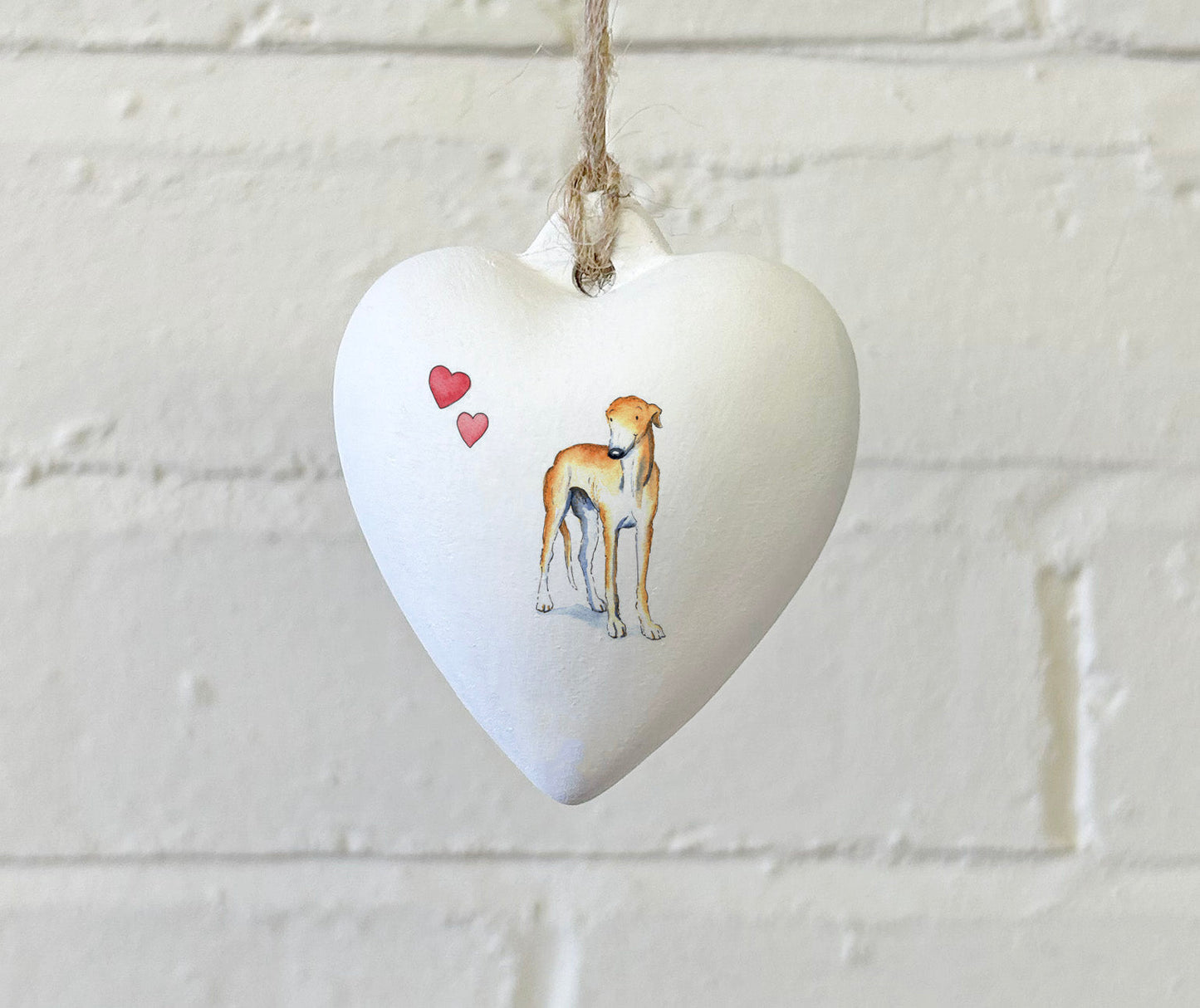 Greyhound Ceramic Heart Bauble