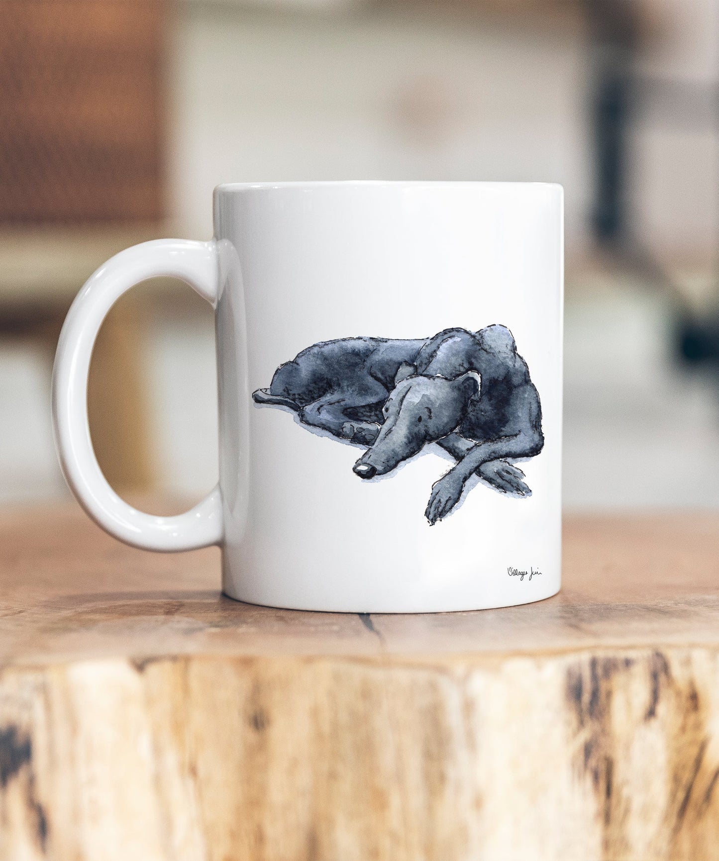 Greyhound Black Ceramic Mug