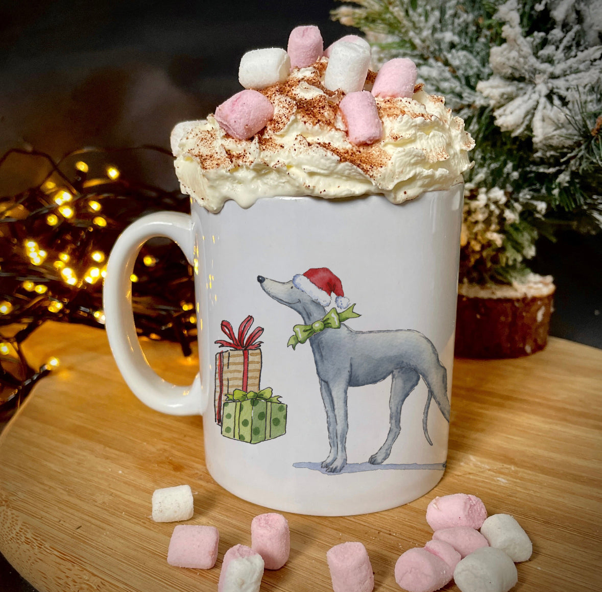 Greyhound Christmas Ceramic Mug