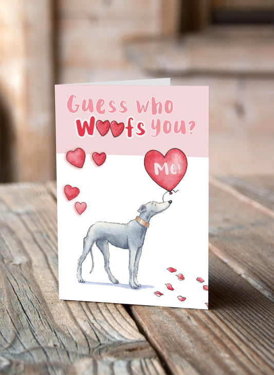 Greyhound Grey Valentine's Card