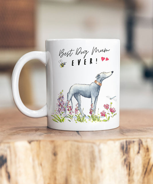 Best Dog Mum Greyhound Grey Ceramic Mug