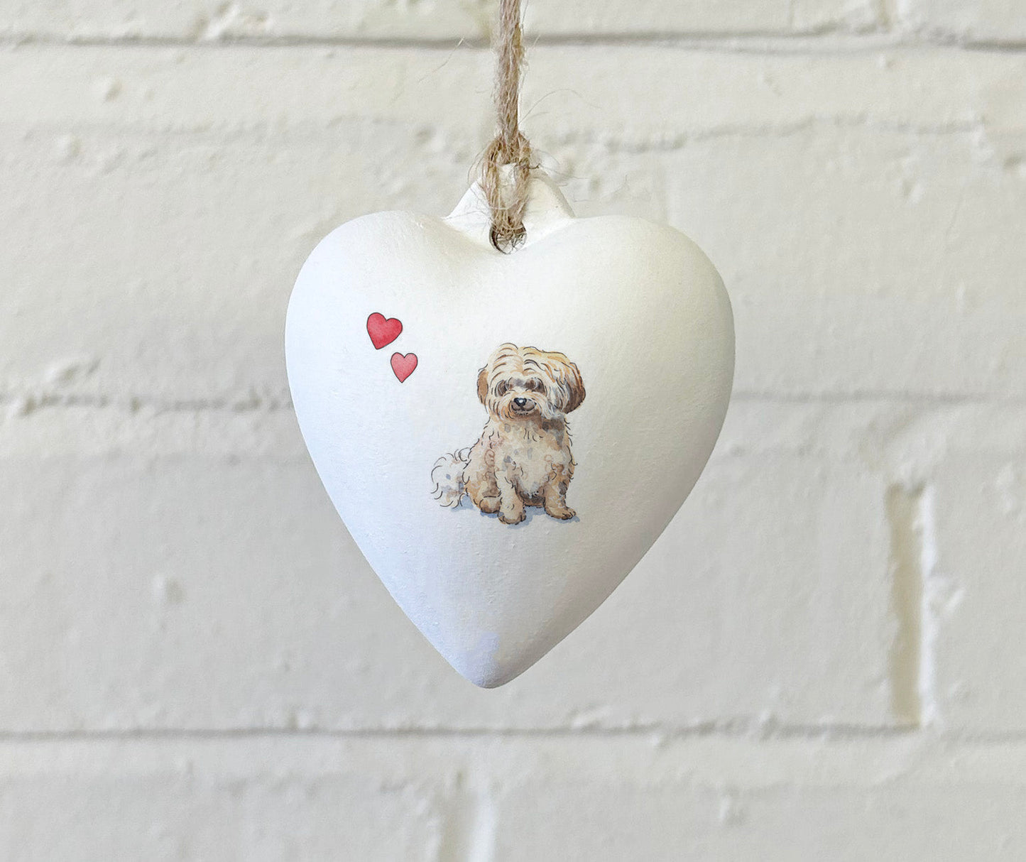 Havanese Fawn Ceramic Heart Bauble