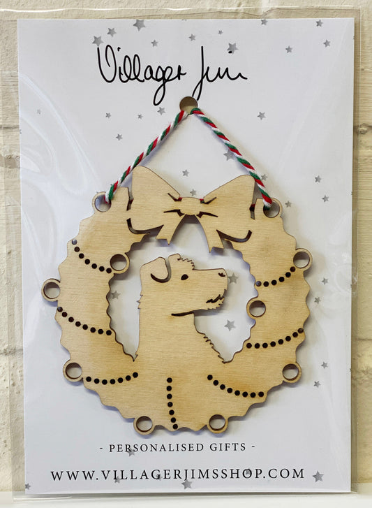 Jack Russell - Wooden Wreath Bauble