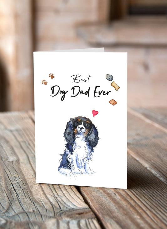 Best Dog Dad King Charles Spaniel Greeting Card