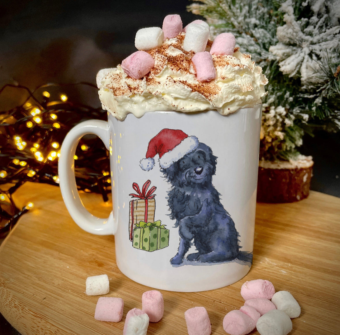 Labradoodle Black Christmas Ceramic Mug