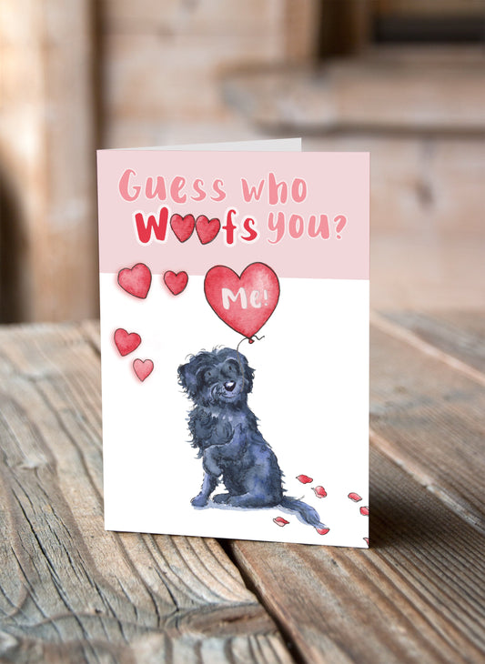 Labradoodle Black Valentine's Card