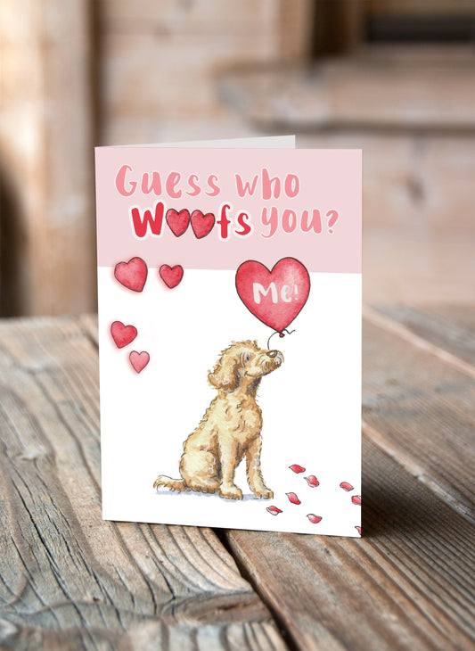 Labradoodle Yellow Valentine's Card