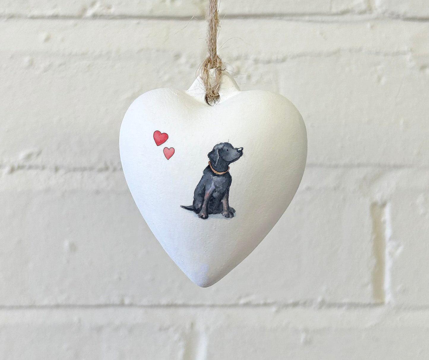 Labrador Black Ceramic Heart Bauble