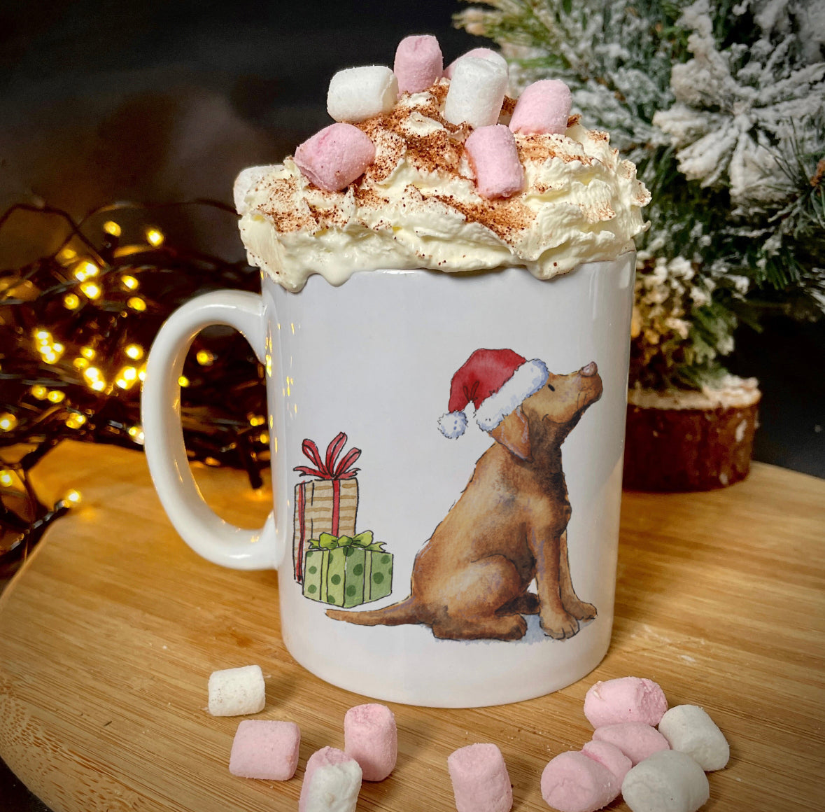 Labrador Chocolate Christmas Ceramic Mug