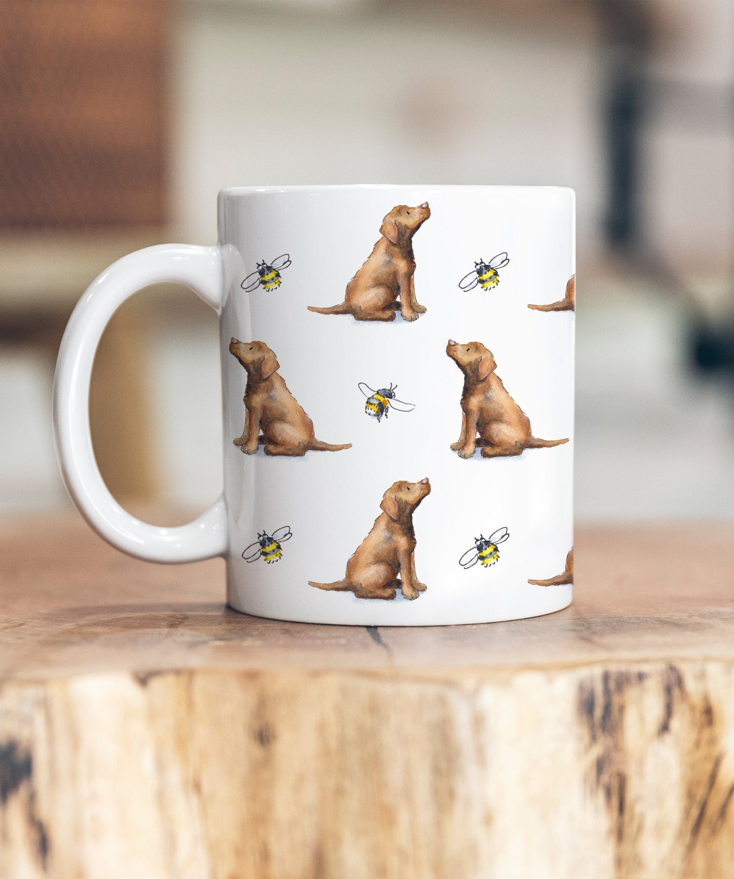 Chocolate Labrador and Bee Ceramic Mug