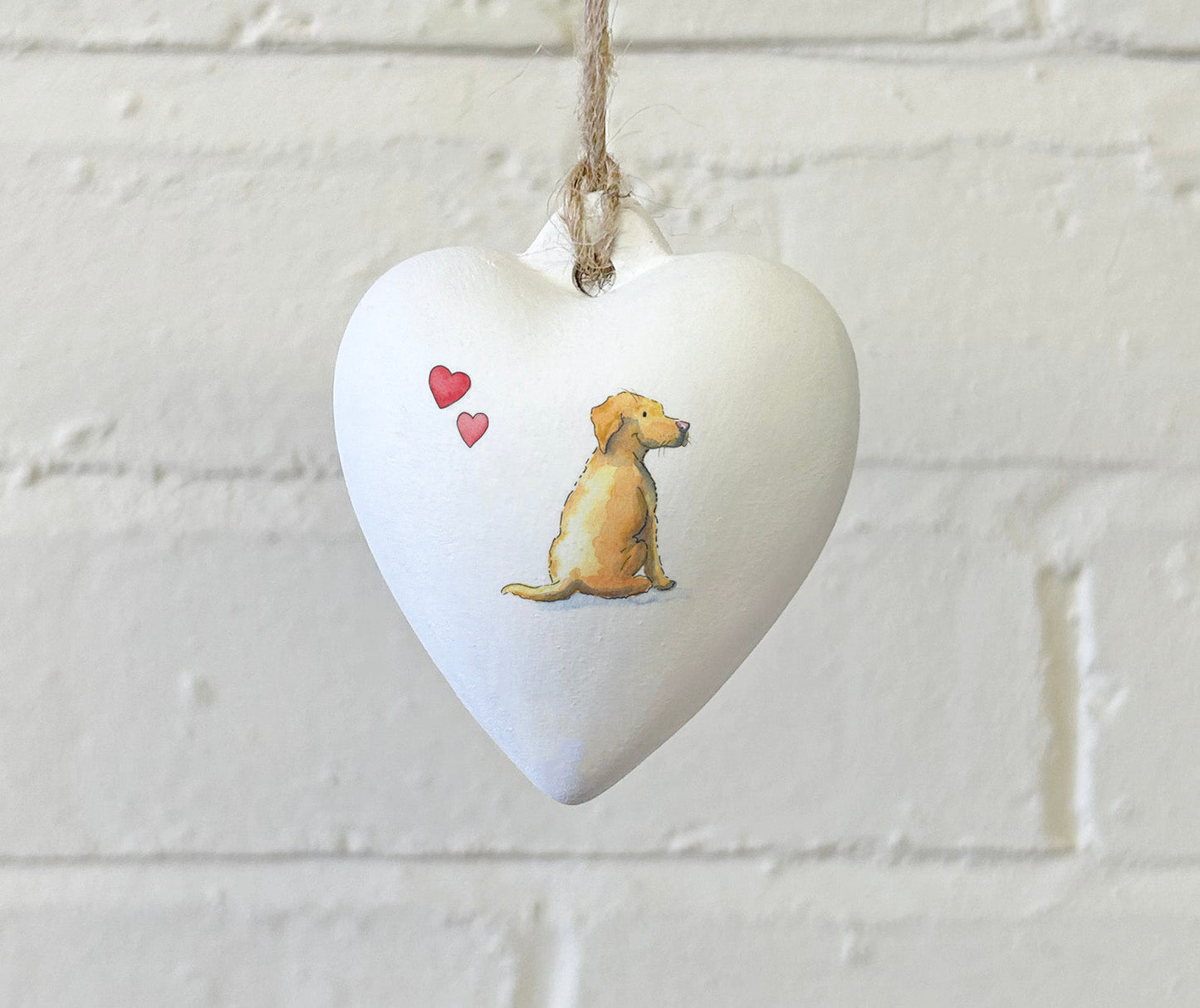 Labrador Yellow Ceramic Heart Bauble