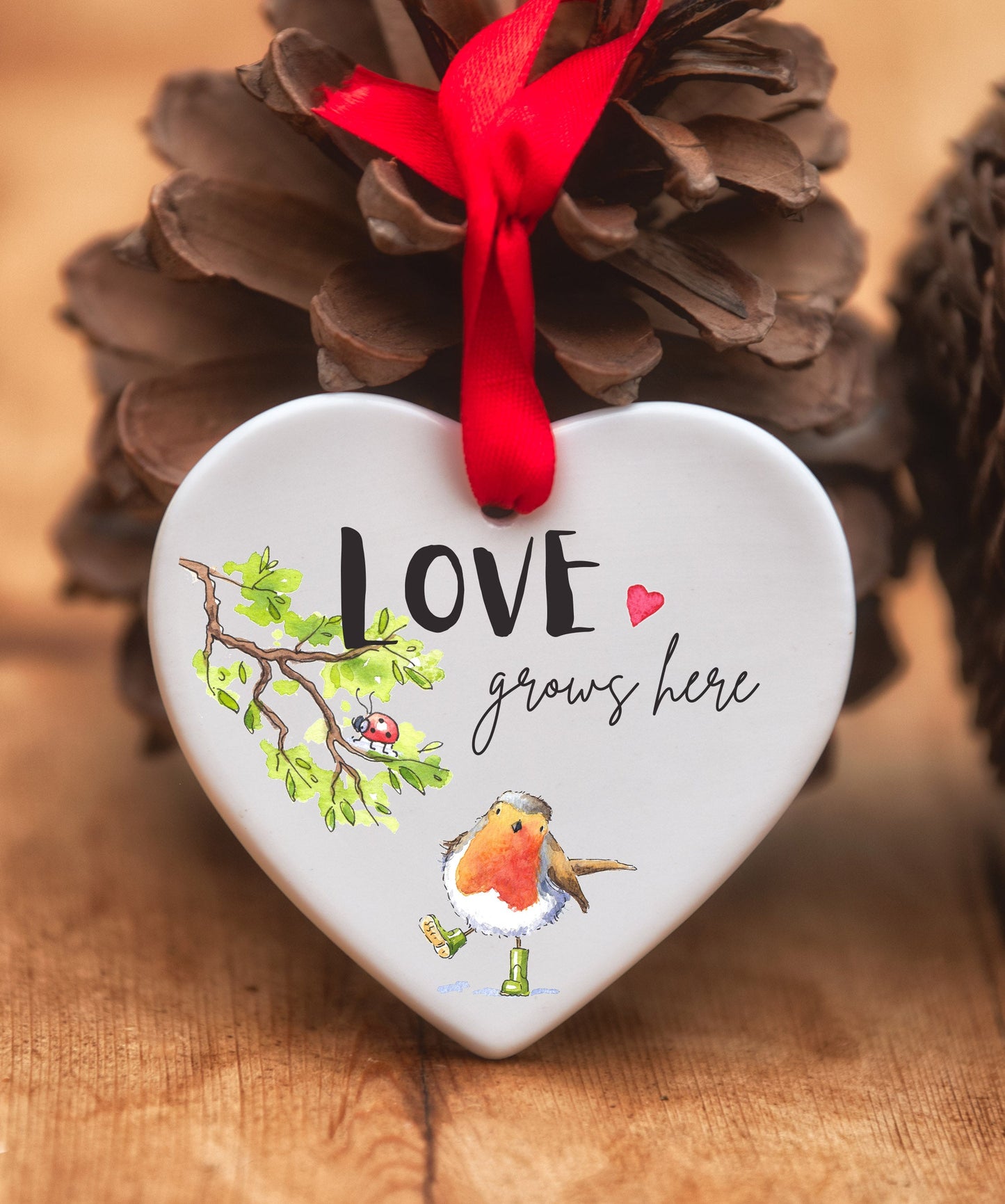 Love Grows Here Ceramic Heart