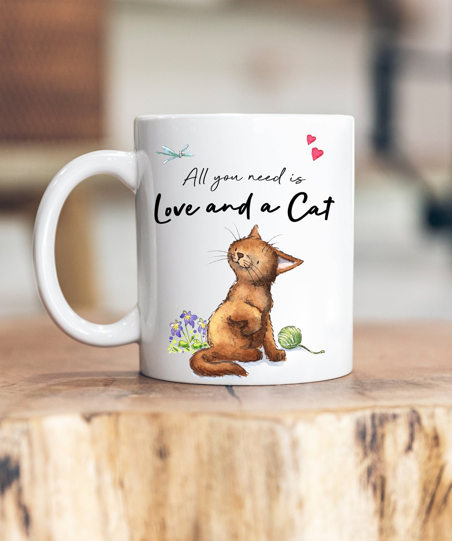 Love and a Cat Brown Ceramic Mug