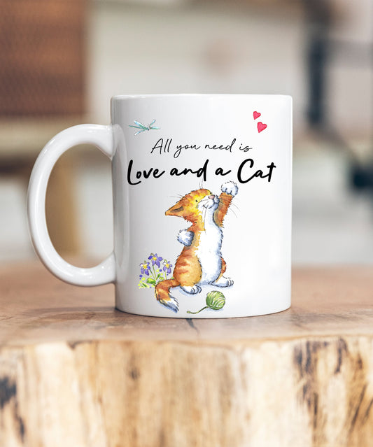 Love and a Cat Ginger & White Ceramic Mug