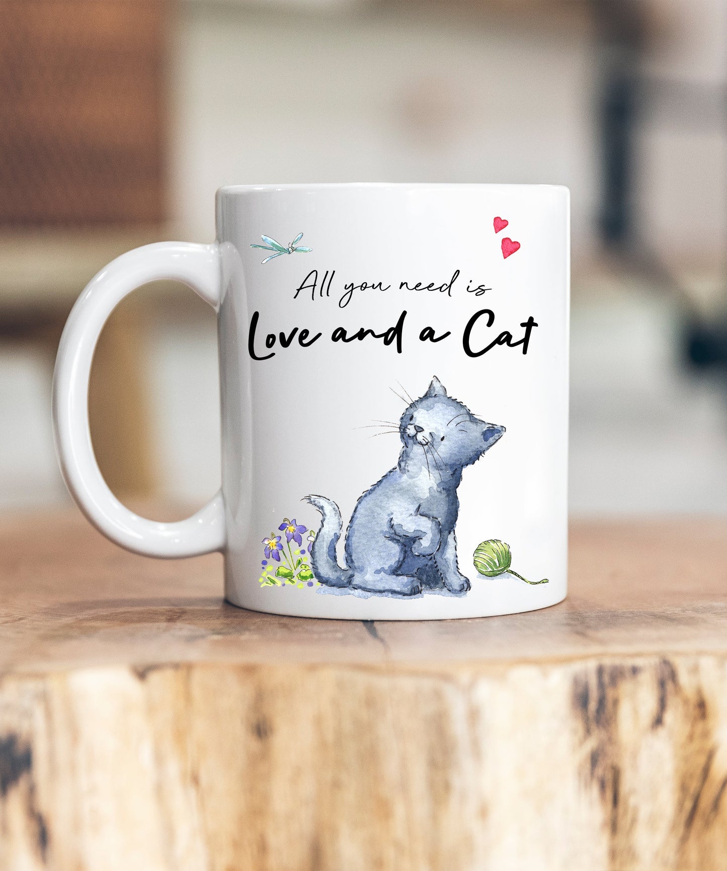 Love and a Cat Grey Ceramic Mug