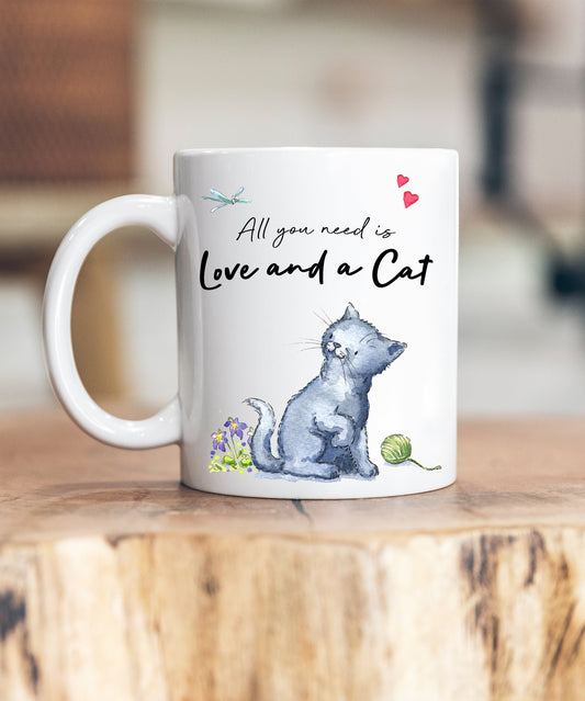 Love and a Cat Grey Ceramic Mug