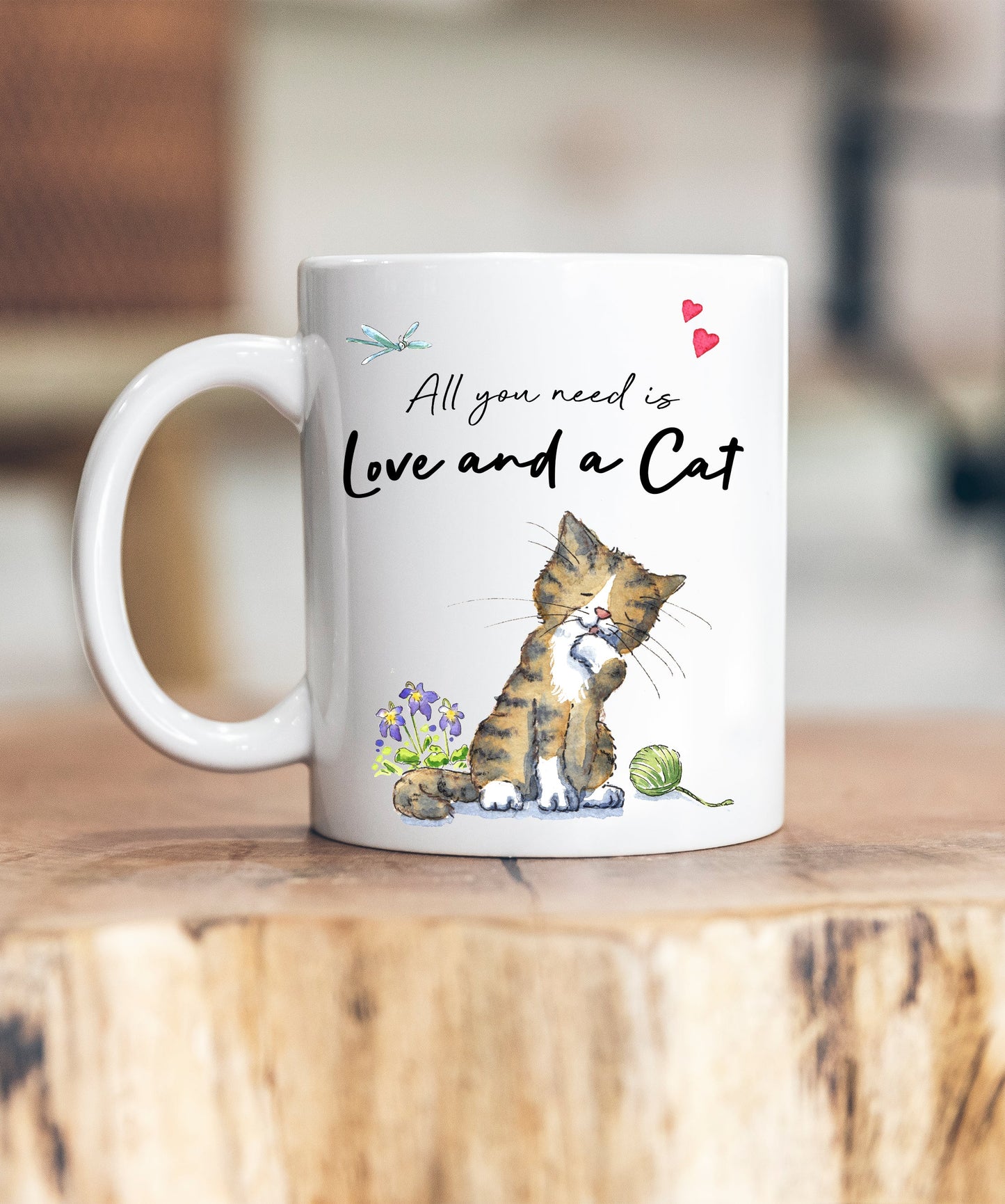 Love and a Cat Tabby Brown & White Ceramic Mug