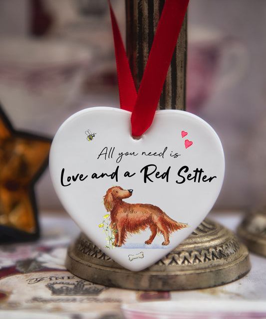 Love and a Red Setter Ceramic Heart