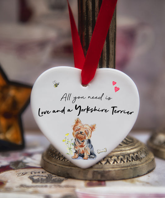 Love and a Yorkshire Terrier Ceramic Heart