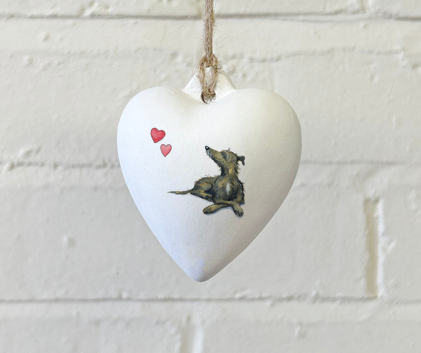 Lurcher Ceramic Heart Bauble