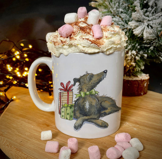 Lurcher Christmas Ceramic Mug