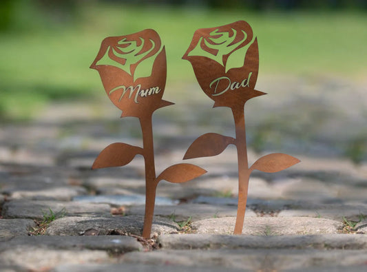 Mum & Dad Rose - Rustic Garden Sculpture