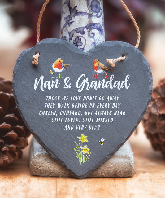 Nan & Grandad Slate Heart
