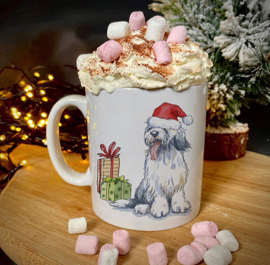 Old English Sheepdog Christmas Ceramic Mug