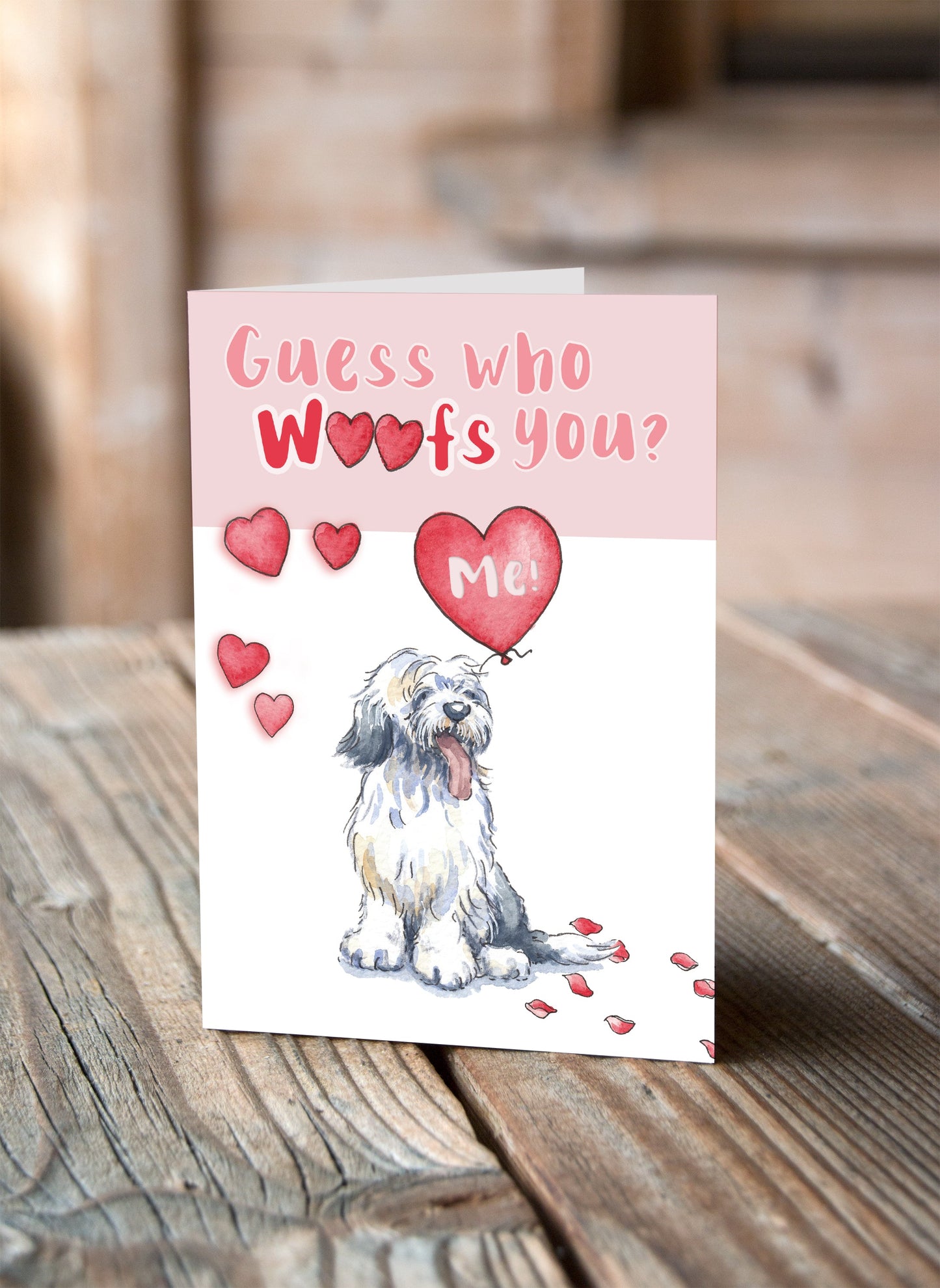 Old English Sheepdog Valentine's Card