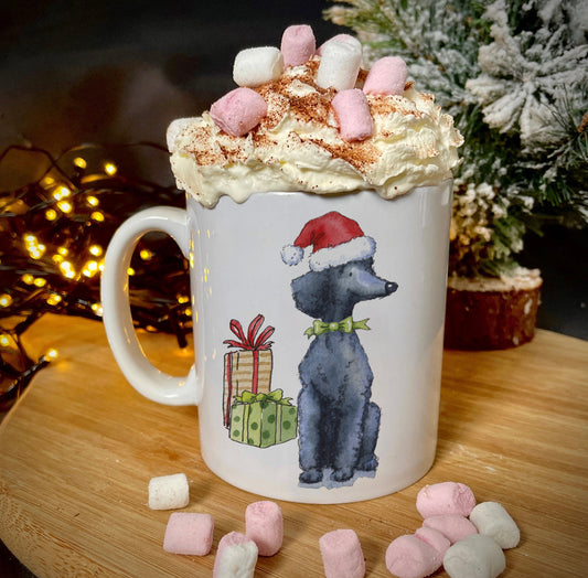 Poodle Black Christmas Ceramic Mug