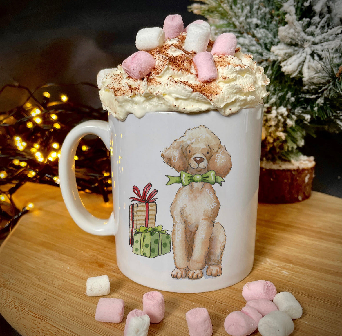 Poodle Blonde Christmas Ceramic Mug