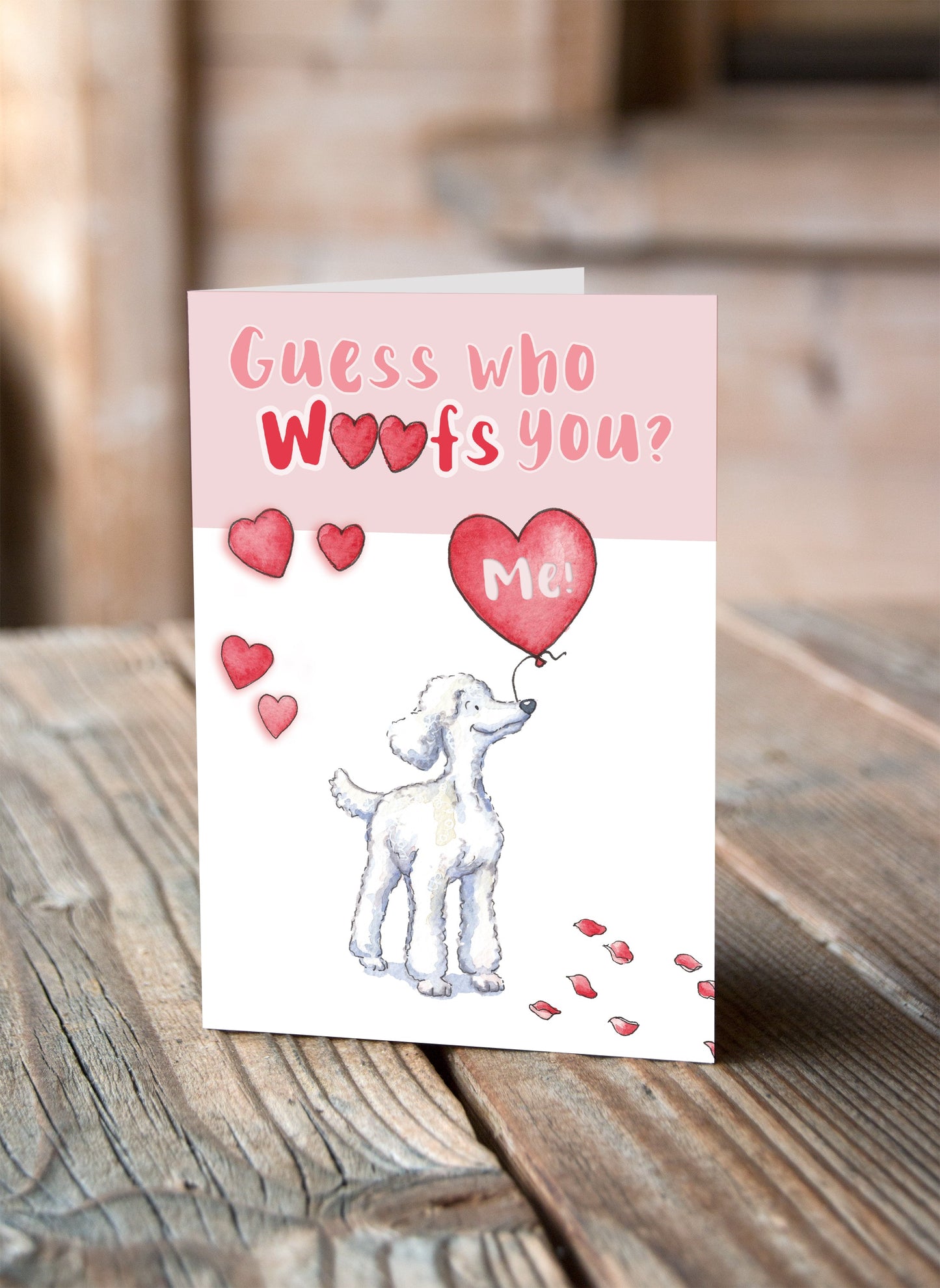 Poodle White Valentine's Card