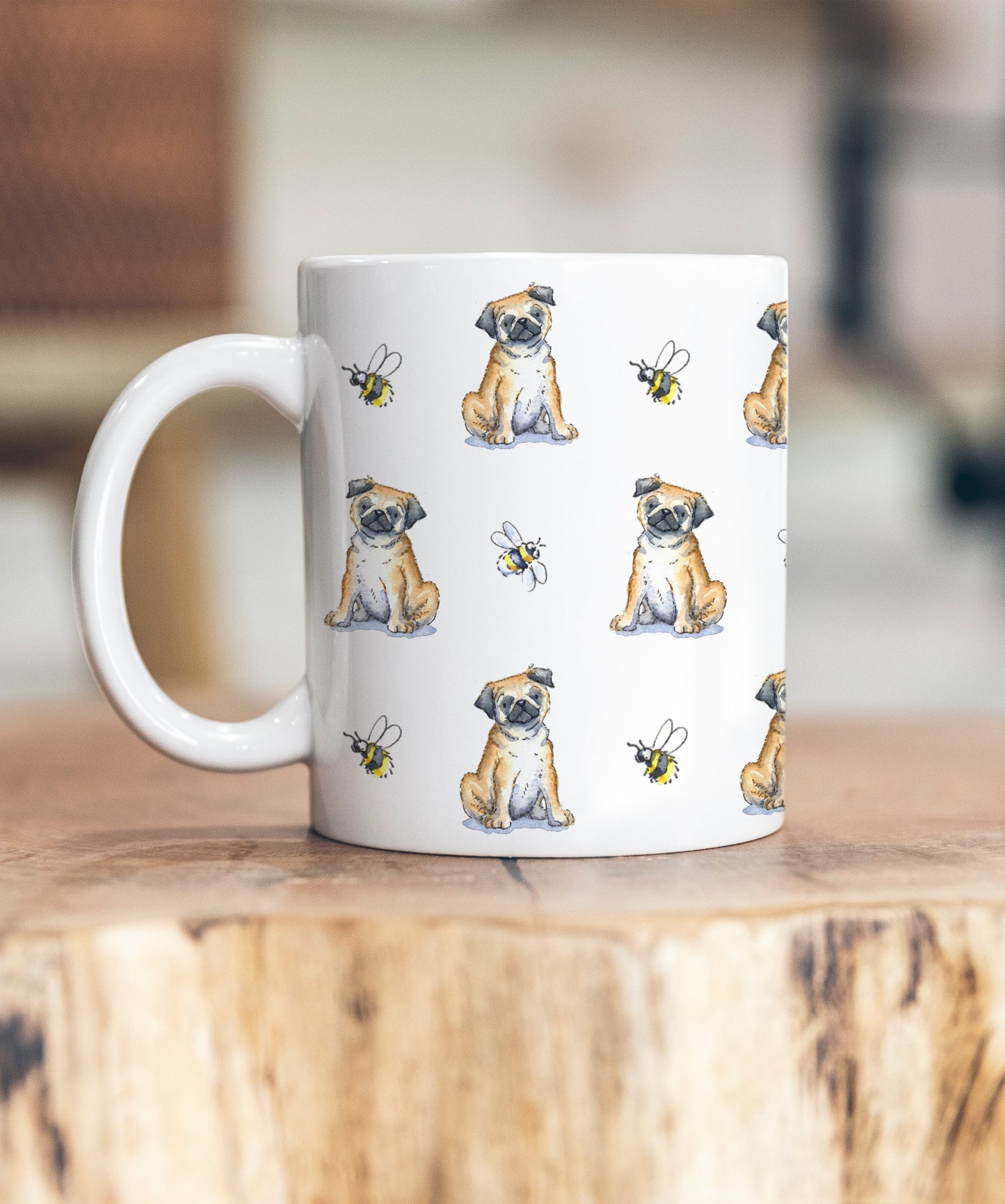 Pug and Bee Ceramic Mug