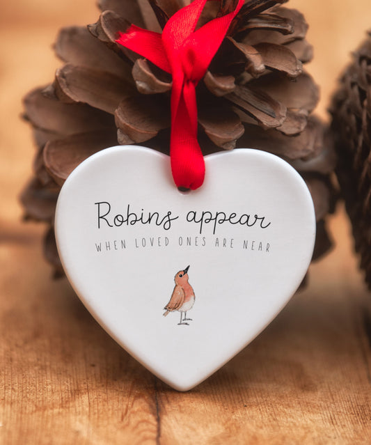 Robins Appear Ceramic Heart