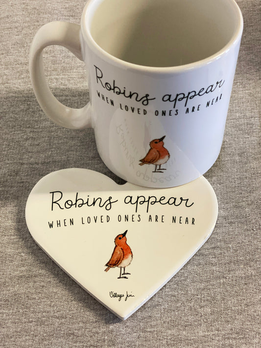 Robins Appear Ceramic Mug & Coaster Set