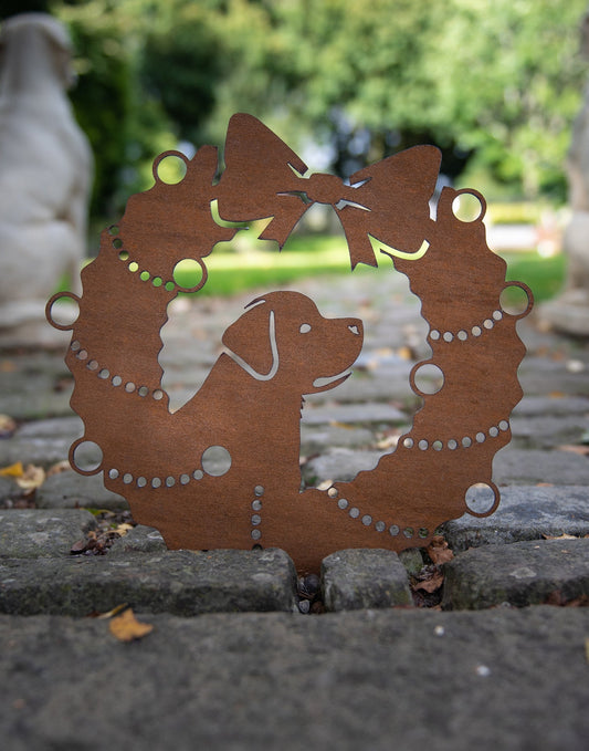 Rottweiler Festive Wreath - Rustic Festive Decoration - Solid Steel