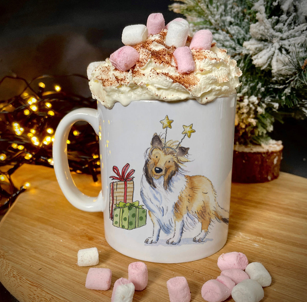 Rough Collie Christmas Ceramic Mug